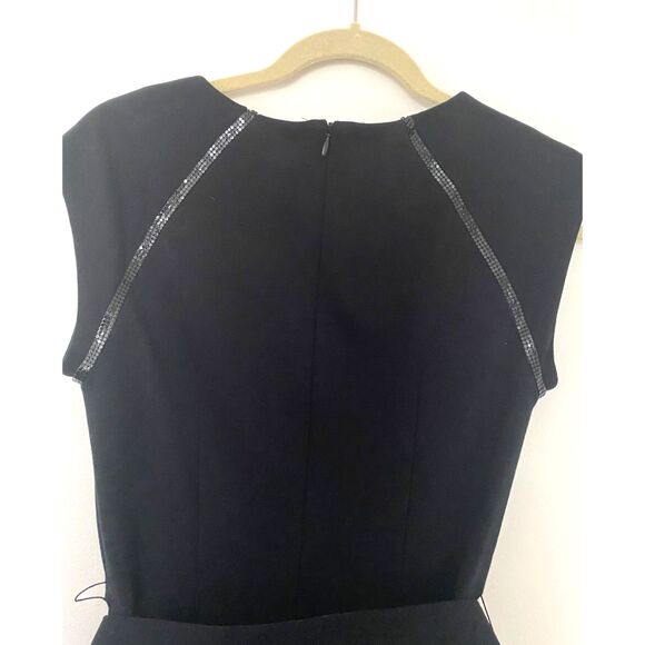 Cache Black Sheath Dress with Beaded Detail Cap Sleeves Formal LBD Sz 6 - Picture 4 of 9